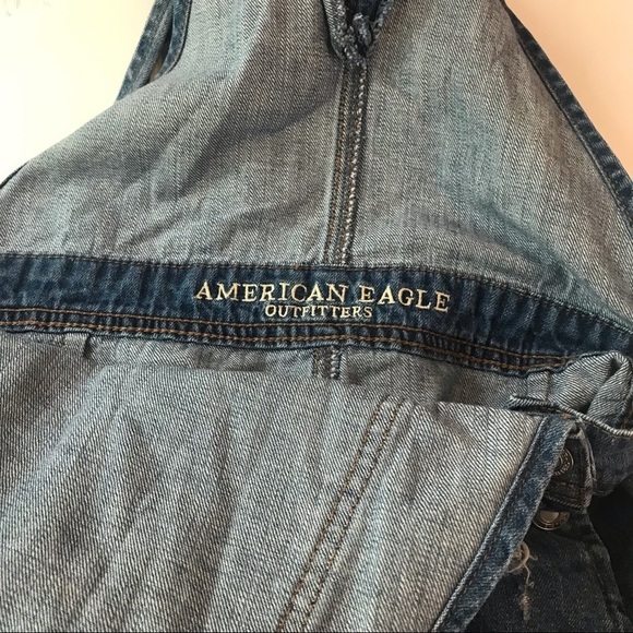 American Eagle Distressed Denim Overalls Shorts Shortalls XS EUC - Picture 11 of 11